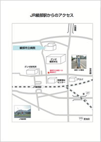 >JR綾部駅からのアクセス地図(近景)